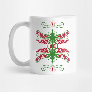 Dragonfly mating,red,blue and green Mug